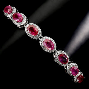 925 Sterling Silver Bracelet Oval Ruby 6x4mm Natural Gemstone Jewelry 7 Inches