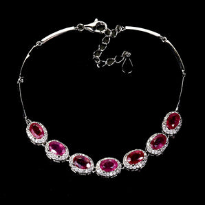 925 Sterling Silver Bracelet Oval Ruby 6x4mm Natural Gemstone Jewelry 7 Inches