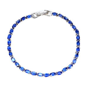 925 Sterling Silver Bracelet Oval Kyanite 5x3mm Natural Gemstone Jewelry 7.5in