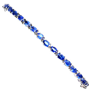 925 Sterling Silver Bracelet Oval Kyanite 5x3mm Natural Gemstone Jewelry 7.5in