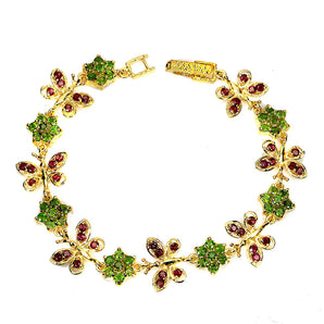 925 Sterling Silver Bracelet Round Rhodolite Garnet Chrome Diopside Gemstone 7.5