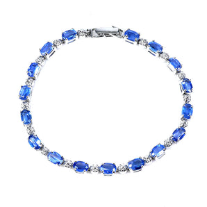 925 Sterling Silver Bracelet Oval Kyanite 6x4mm Natural Gemstone Jewelry 7.5 Ins