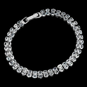 925 Sterling Silver Bracelet Oval Aquamarine 4x3mm Natural Gemstone Jewelry 7.5