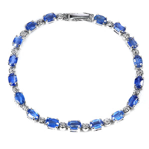 925 Sterling Silver Bracelet Oval Kyanite 6x4mm Natural Gemstone Jewelry 7inches