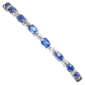 925 Sterling Silver Bracelet Oval Kyanite 6x4mm Natural Gemstone Jewelry 7inches