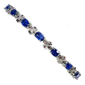 925 Sterling Silver Bracelet Oval Tanzanite 6x4mm Rhodolite Gemstone Jewelry 7.5
