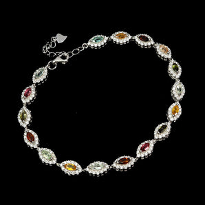 925 Sterling Silver Bracelet Marquise Tourmaline 5x2.5mm Gemstone Jewelry 7.5ins