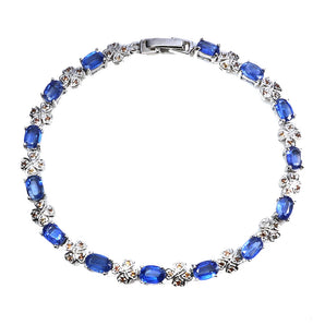 925 Sterling Silver Bracelet Oval Kyanite 6x4mm Sapphire Gemstone Jewelry 7.5 In