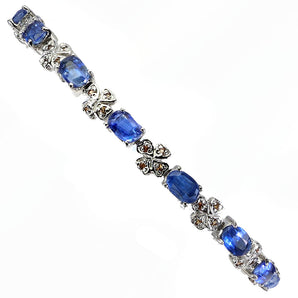 925 Sterling Silver Bracelet Oval Kyanite 6x4mm Sapphire Gemstone Jewelry 7.5 In