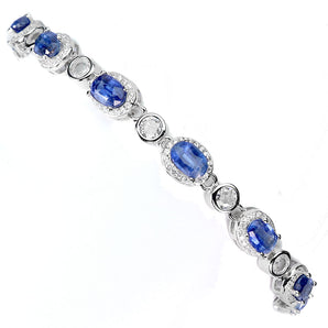 925 Sterling Silver Bracelet Oval Kyanite 6x4mm Natural Gemstone Jewelry 7.5in