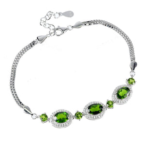 925 Sterling Silver Bracelet Oval Chrome Diopside 7x5mm Gemstone Jewelry 7inches