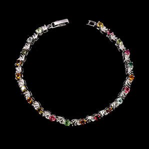 925 Sterling Silver Bracelet Round Tourmaline 3.5mm Gemstone Jewelry 7inches