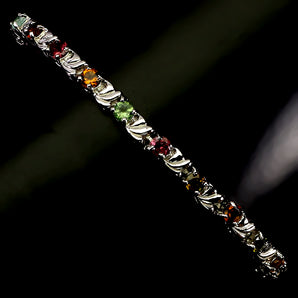 925 Sterling Silver Bracelet Round Tourmaline 3.5mm Gemstone Jewelry 7inches