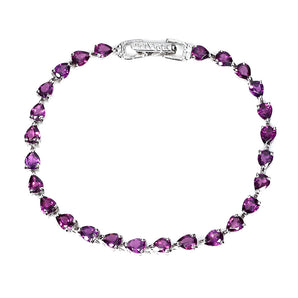 925 Sterling Silver Bracelet Trilliant Rhodolite Garnet 6mm Gemstone Jewelry 8in