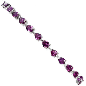 925 Sterling Silver Bracelet Trilliant Rhodolite Garnet 6mm Gemstone Jewelry 8in