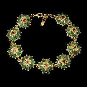 925 Sterling Silver Bracelet Oval Emerald 4x3mm Ruby Gemstone Jewelry 7.5inches