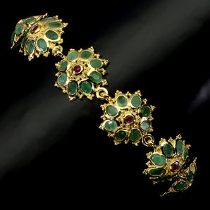 925 Sterling Silver Bracelet Oval Emerald 4x3mm Ruby Gemstone Jewelry 7.5inches
