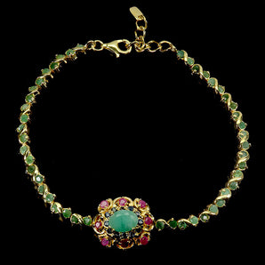 925 Sterling Silver Bracelet Oval Emerald Ruby Sapphire Gemstone Jewelry 7.5in