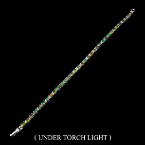 925 Sterling Silver Bracelet Round Fire Opal 3mm Natural Gemstone Jewelry 7.5in