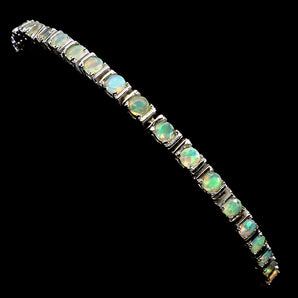 925 Sterling Silver Bracelet Round Fire Opal 3mm Natural Gemstone Jewelry 7.5in