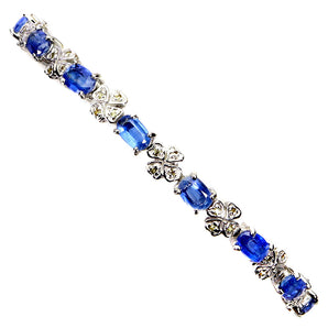 925 Sterling Silver Bracelet Oval Kyanite 6x4mm Sapphire Gemstone Jewelry 7in