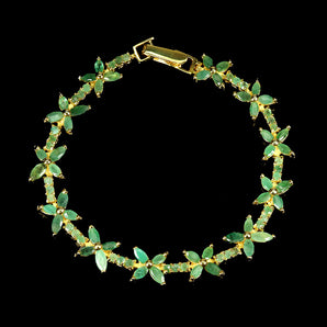 925 Sterling Silver Bracelet Marquise Emerald Natural Gemstone Jewelry 7.5inches