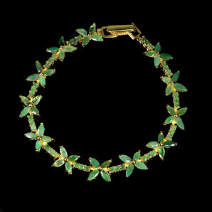 925 Sterling Silver Bracelet Marquise Emerald Natural Gemstone Jewelry 7.5inches