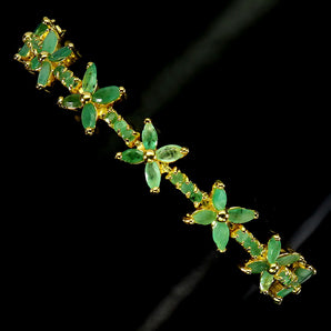 925 Sterling Silver Bracelet Marquise Emerald Natural Gemstone Jewelry 7.5inches