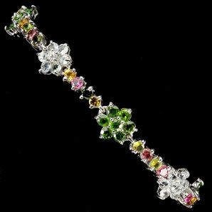 925 Sterling Silver Bracelet Round Chrome Diopside Tourmaline Gemstone 6.5inches