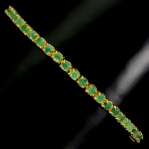 925 Sterling Silver Bracelet Round Emerald 3mm Natural Gemstone Jewelry 7inches