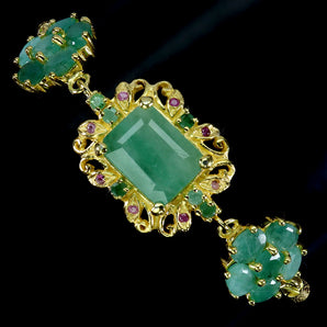925 Sterling Silver Bracelet Octagon Emerald 12x10mm Ruby Gemstone Jewelry 9in