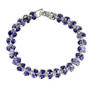 925 Sterling Silver Bracelet Pear Iolite 5x4mm Natural Gemstone Jewelry 6.5in