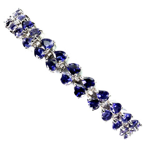 925 Sterling Silver Bracelet Pear Iolite 5x4mm Natural Gemstone Jewelry 6.5in