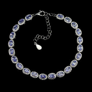 925 Sterling Silver Bracelet Oval Tanzanite 5x3mm Natural Gemstone Jewelry 7in