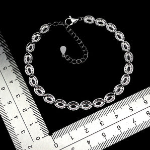 925 Sterling Silver Bracelet Oval Tanzanite 5x3mm Natural Gemstone Jewelry 7in