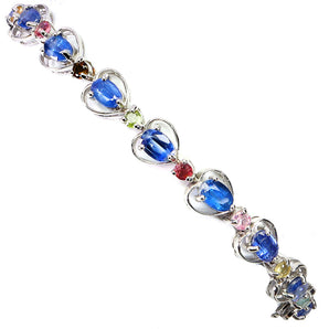 925 Sterling Silver Bracelet Oval Kyanite 6x4mm Tourmaline Gemstone Jewelry 7.5