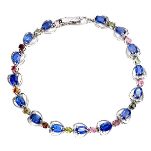 925 Sterling Silver Bracelet Oval Kyanite 6x4mm Tourmaline Gemstone Jewelry 7 In