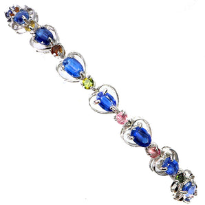 925 Sterling Silver Bracelet Oval Kyanite 6x4mm Tourmaline Gemstone Jewelry 7 In