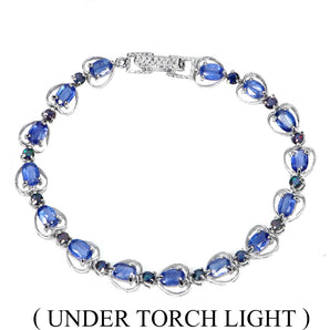 925 Sterling Silver Bracelet Oval Kyanite 6x4mm Black Opal Gemstone Jewelry 7.5