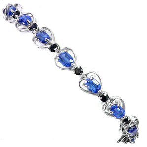 925 Sterling Silver Bracelet Oval Kyanite 6x4mm Black Opal Gemstone Jewelry 7.5