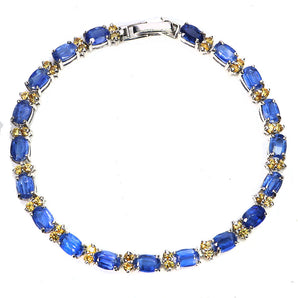 925 Sterling Silver Bracelet Oval Kyanite 6x4mm Sapphire Gemstone Jewelry 7.5 In