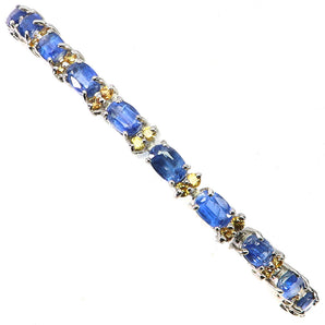 925 Sterling Silver Bracelet Oval Kyanite 6x4mm Sapphire Gemstone Jewelry 7.5 In