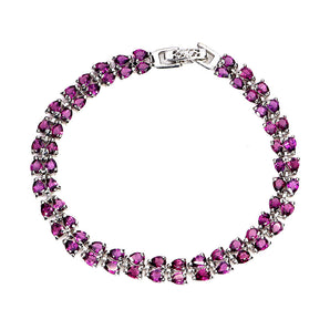 925 Sterling Silver Bracelet Pear Rhodolite Garnet 4x3mm Gemstone Jewelry 7.5in