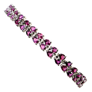 925 Sterling Silver Bracelet Pear Rhodolite Garnet 4x3mm Gemstone Jewelry 7.5in