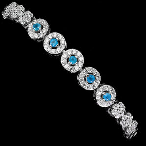 925 Sterling Silver Bracelet Round Apatite 2.5mm Natural Gemstone Jewelry 7in