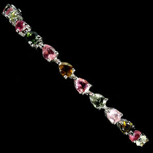 925 Sterling Silver Bracelet Pear Tourmaline 5x4mm Gemstone Jewelry 7inches