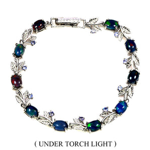 925 Sterling Silver Bracelet Oval Black Opal 7x5mm Tanzanite Gemstone Jewelry 7