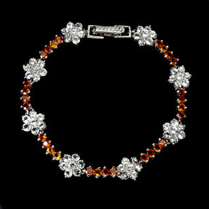 925 Sterling Silver Bracelet Round Aquamarine Citrine Gemstone Jewelry 6.5inches