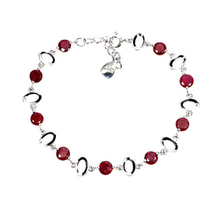 925 Sterling Silver Bracelet Round Ruby 5mm Natural Gemstone Jewelry 7.5inches
