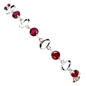925 Sterling Silver Bracelet Round Ruby 5mm Natural Gemstone Jewelry 7.5inches